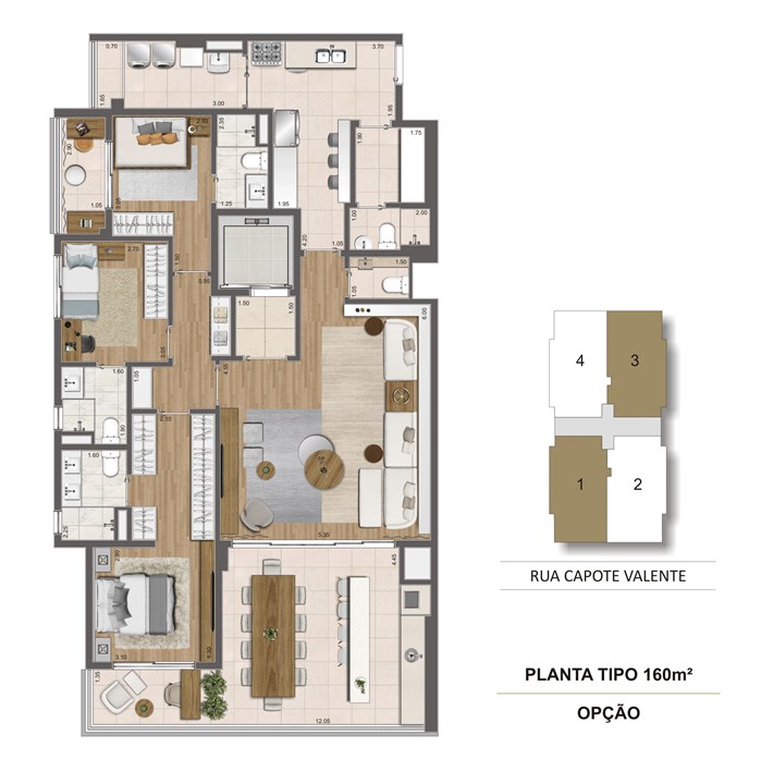 Planta opção 160m² | Cyrela Haus by YOO – Pinheiros - São Paulo - São Paulo Planta opção 160m² | Cyrela Haus by YOO – Apartamento em Pinheiros - São Paulo - São Paulo