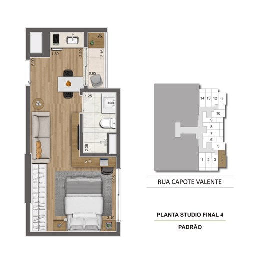 Planta Studio Final 4 | Cyrela Haus by YOO – Pinheiros - São Paulo - São Paulo Planta Studio Final 4 | Cyrela Haus by YOO – Apartamento em Pinheiros - São Paulo - São Paulo