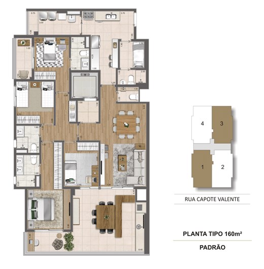 Planta tipo 160m² | Cyrela Haus by YOO – Pinheiros - São Paulo - São Paulo Planta tipo 160m² | Cyrela Haus by YOO – Apartamento em Pinheiros - São Paulo - São Paulo