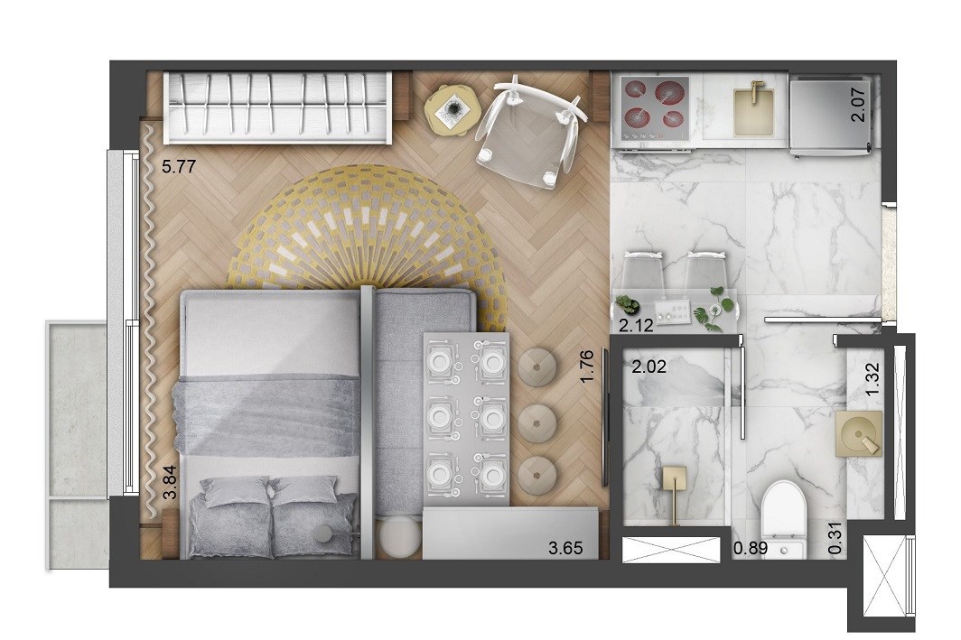 Planta Apto 25m | Lucas by YOO – Mont Serrat - Porto Alegre - Rio Grande do Sul Planta Apto 25m | Lucas by YOO – Apartamento no Mont Serrat - Porto Alegre - Rio Grande do Sul