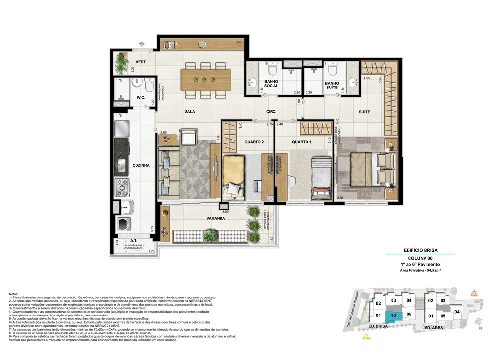 Bloco 01 Coluna 06 - 94,93m² | Aura Tijuca – Tijuca - Rio de Janeiro - Rio de Janeiro Bloco 01 Coluna 06 - 94,93m² | Aura Tijuca – Apartamento na Tijuca - Rio de Janeiro - Rio de Janeiro