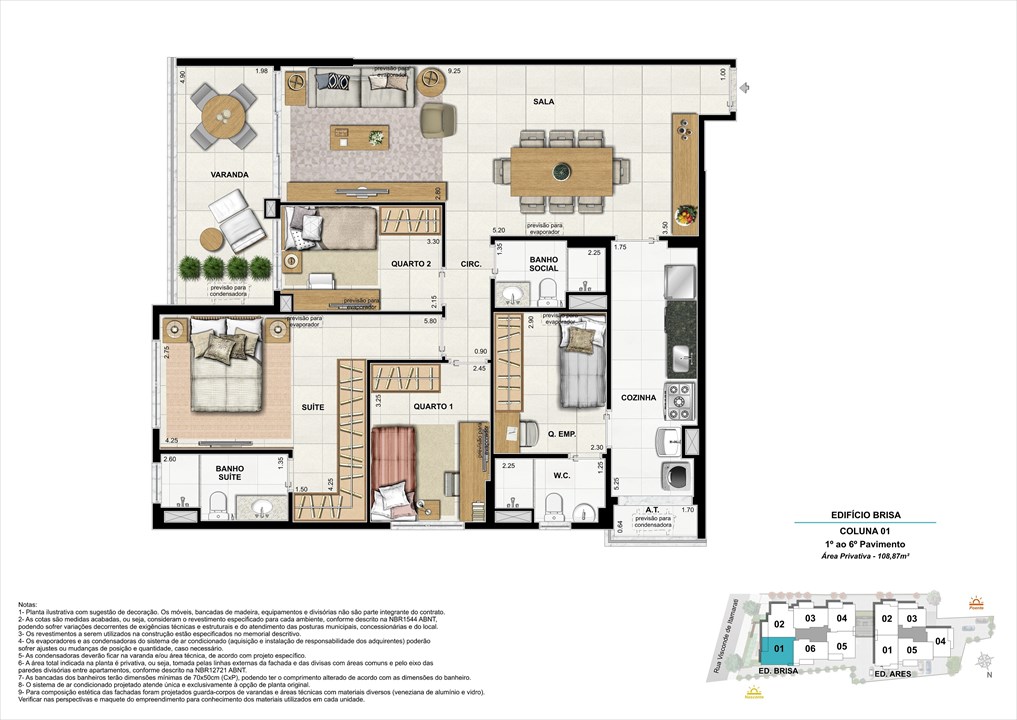 Bloco 01 Coluna 01 - 108,87m² | Aura Tijuca – Tijuca - Rio de Janeiro - Rio de Janeiro Bloco 01 Coluna 01 - 108,87m² | Aura Tijuca – Apartamento na Tijuca - Rio de Janeiro - Rio de Janeiro