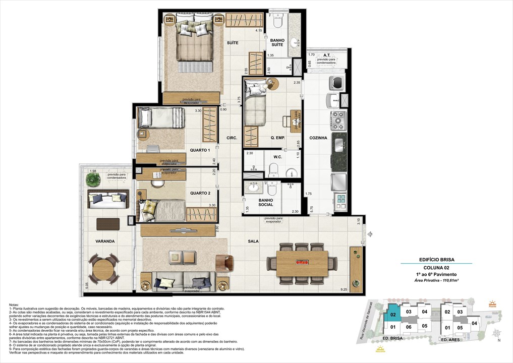 Bloco 01 Coluna 02 - 110,61M² | Aura Tijuca – Tijuca - Rio de Janeiro - Rio de Janeiro Bloco 01 Coluna 02 - 110,61M² | Aura Tijuca – Apartamento na Tijuca - Rio de Janeiro - Rio de Janeiro