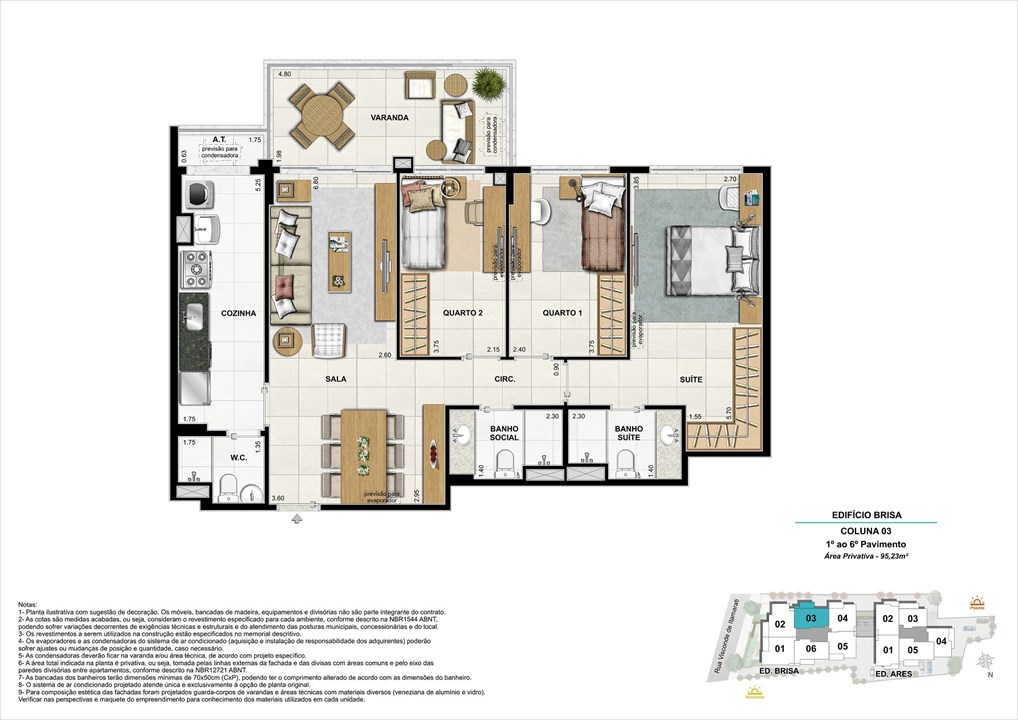 Bloco 01 Coluna 03 - 95,23m² | Aura Tijuca – Tijuca - Rio de Janeiro - Rio de Janeiro Bloco 01 Coluna 03 - 95,23m² | Aura Tijuca – Apartamento na Tijuca - Rio de Janeiro - Rio de Janeiro