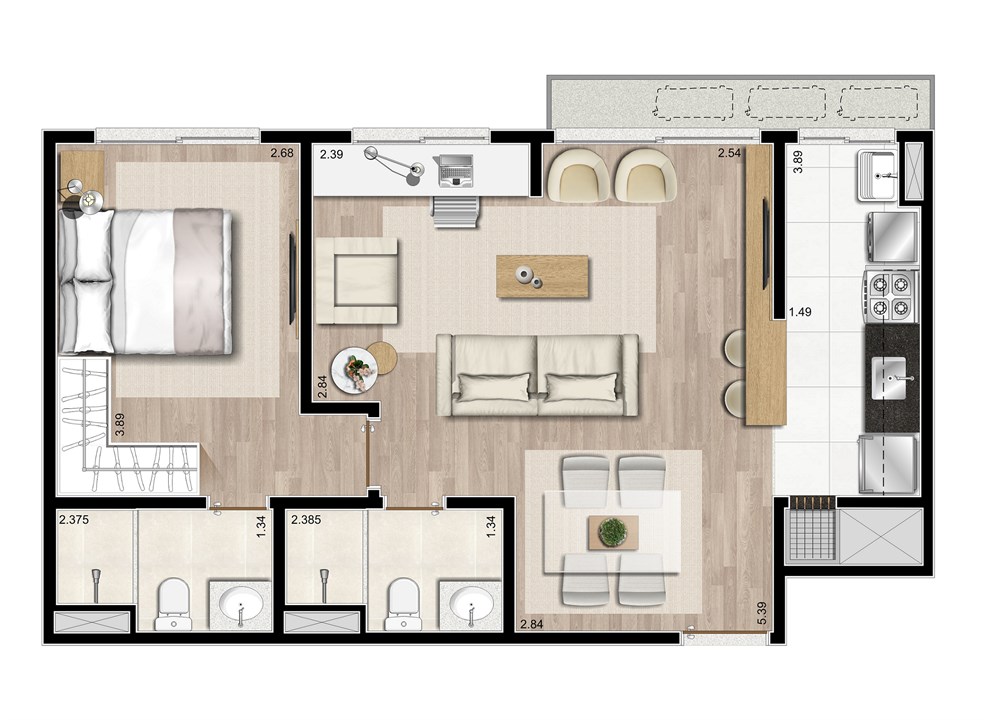 2 dormitórios com living estendido - 58m² | Prime – Menino Deus - Porto Alegre - Rio Grande do Sul 2 dormitórios com living estendido - 58m² | Prime – Apartamento Junto ao Menino Deus - Porto Alegre - Rio Grande do Sul