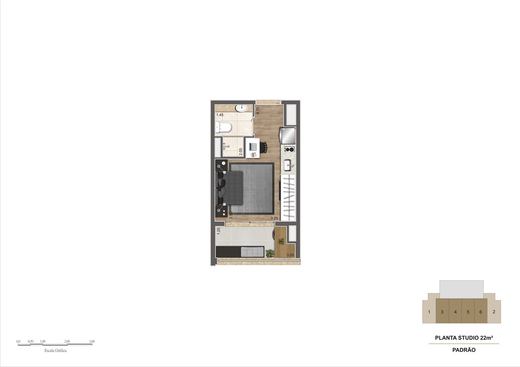 Planta tipo 22m² | Estudio Klabin – Chácara Klabin - São Paulo - São Paulo Planta tipo 22m² | Estudio Klabin – Apartamento na Chácara Klabin - São Paulo - São Paulo