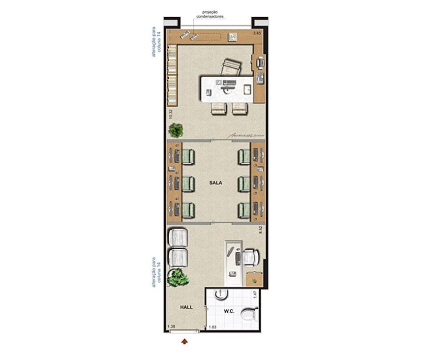 Planta opção 36 m² | CEO Office – Barra da Tijuca - Rio de Janeiro - Rio de Janeiro Planta opção 36 m² | CEO Office – Salas Comerciais na Barra da Tijuca - Rio de Janeiro - Rio de Janeiro
