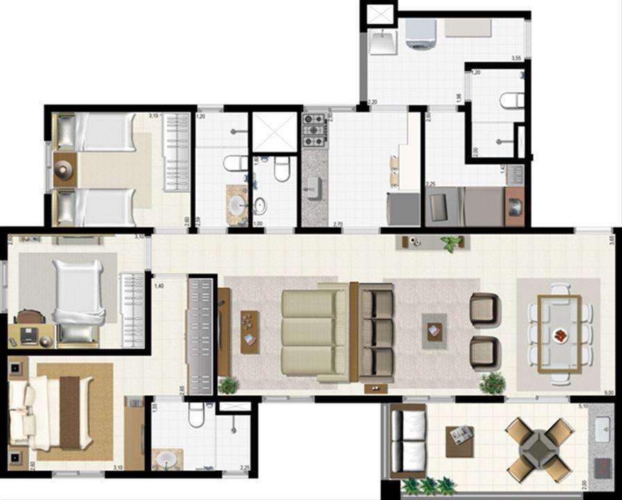 Planta 114 m² - ampliada | L´Acqua Condominium Club – Neópolis - Natal - Rio Grande do Norte Planta 114 m² - ampliada | L´Acqua Condominium Club – Apartamento em Neópolis - Natal - Rio Grande do Norte