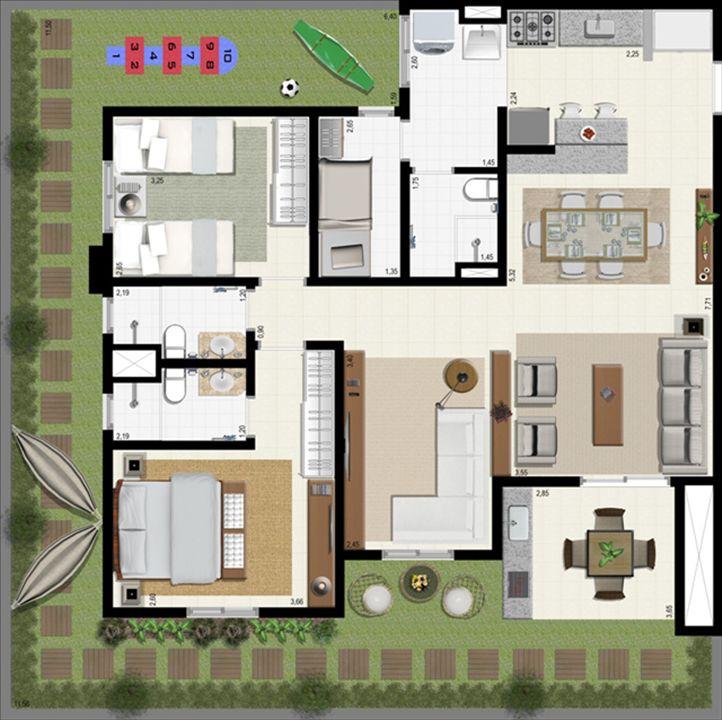 Planta giardino 140 m² - ampliada | L´Acqua Condominium Club – Neópolis - Natal - Rio Grande do Norte Planta giardino 140 m² - ampliada | L´Acqua Condominium Club – Apartamento em Neópolis - Natal - Rio Grande do Norte