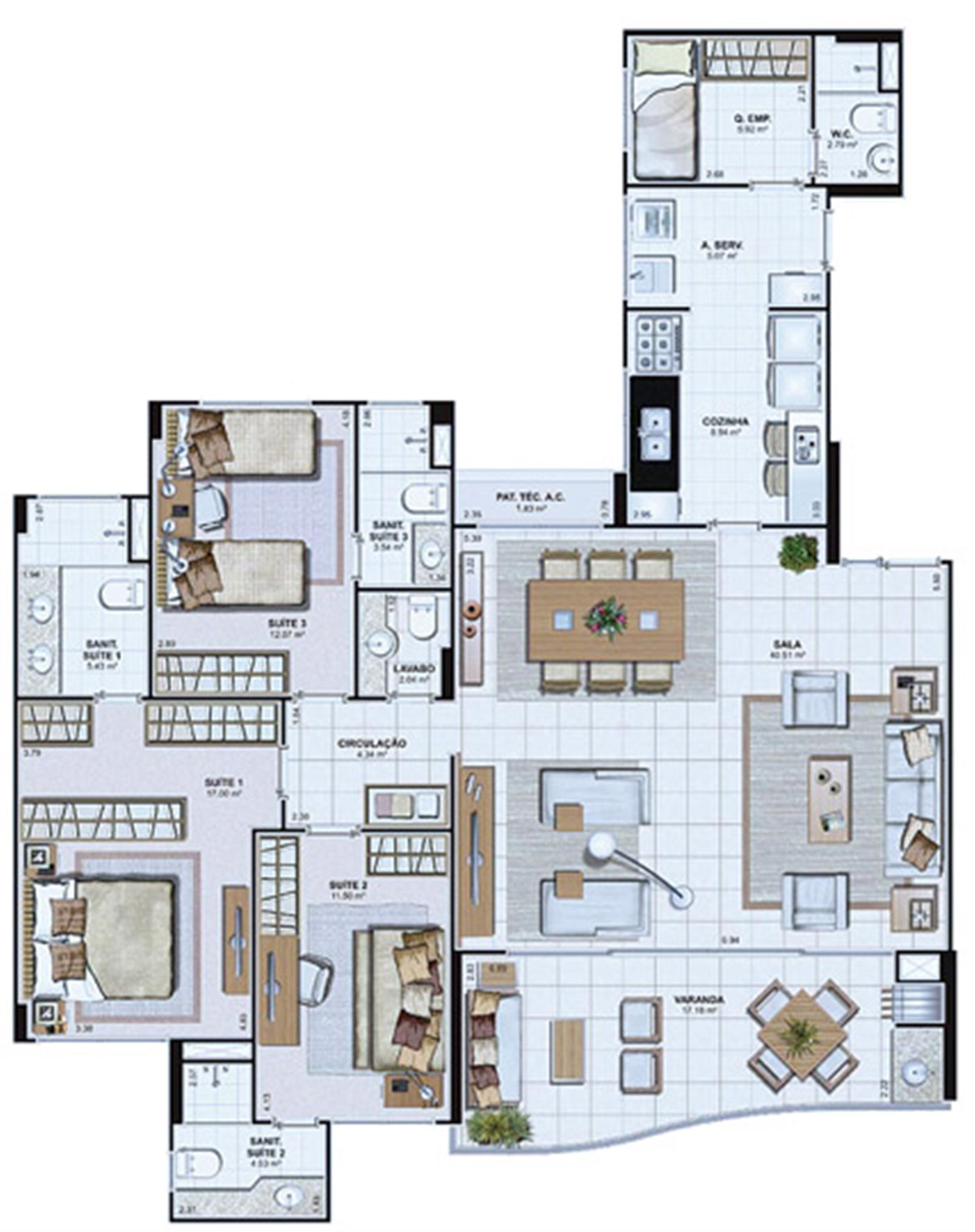 Planta Opção 142,69 m² | Le Parc Salvador – Av. Paralela - Salvador - Bahia Planta Opção 142,69 m² | Le Parc Salvador – Apartamento na Av. Paralela - Salvador - Bahia