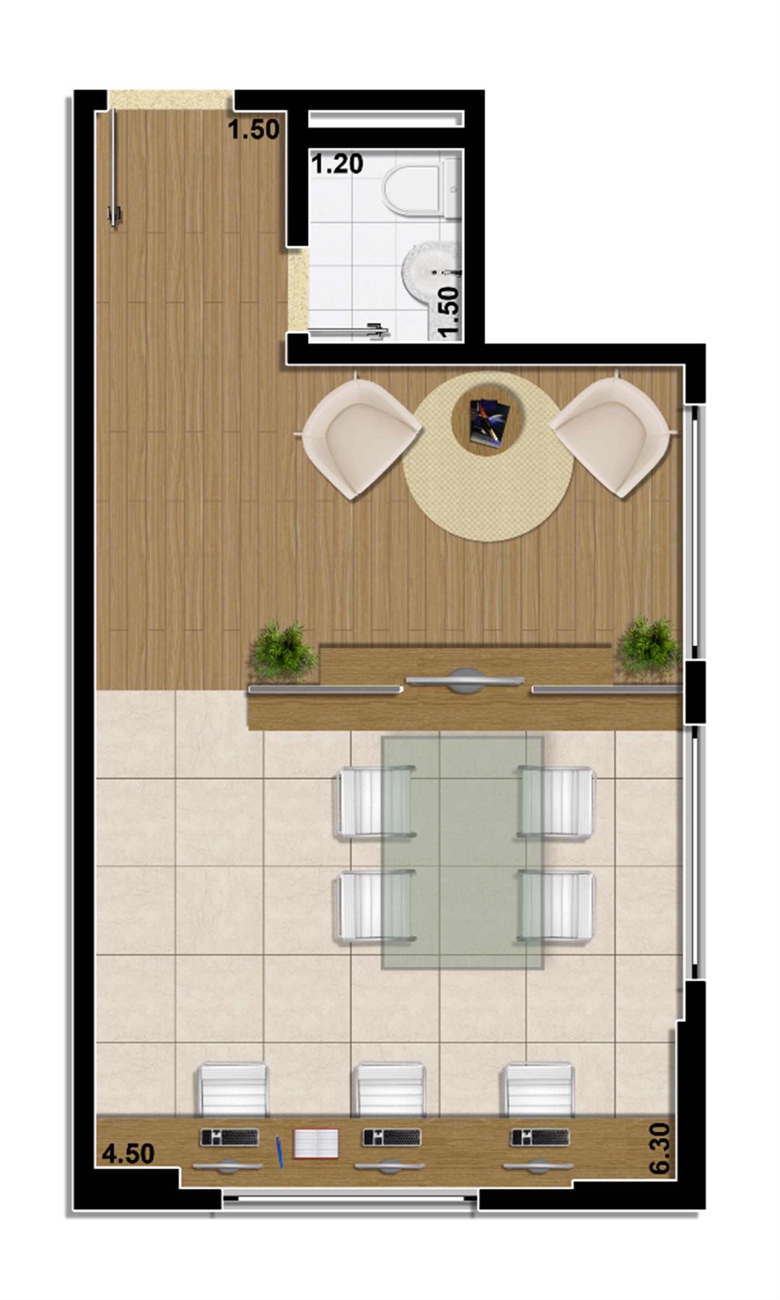 Planta Sala comercial 37 m² | Mirai – Umarizal - Belém - Pará Planta Sala comercial 37 m² | Mirai – Salas Comerciais em Umarizal - Belém - Pará