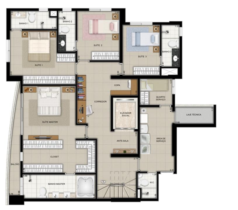 Planta duplex inferior final 1 | Domani LifeStyle – Setor Marista - Goiânia - Goiás Planta duplex inferior final 1 | Domani LifeStyle – Apartamento no Setor Marista - Goiânia - Goiás