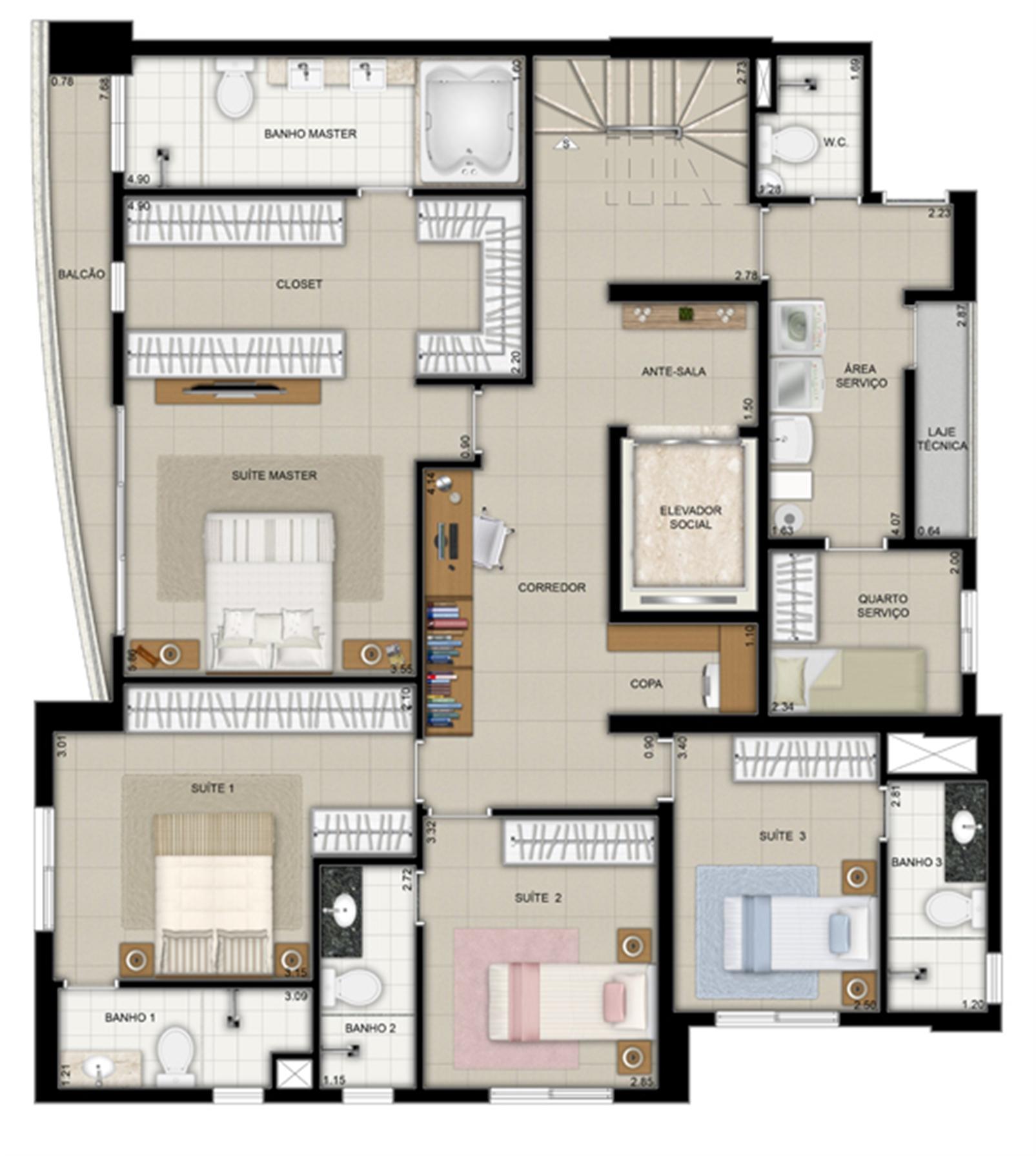 Planta duplex inferior final 2 | Domani LifeStyle – Setor Marista - Goiânia - Goiás Planta duplex inferior final 2 | Domani LifeStyle – Apartamento no Setor Marista - Goiânia - Goiás