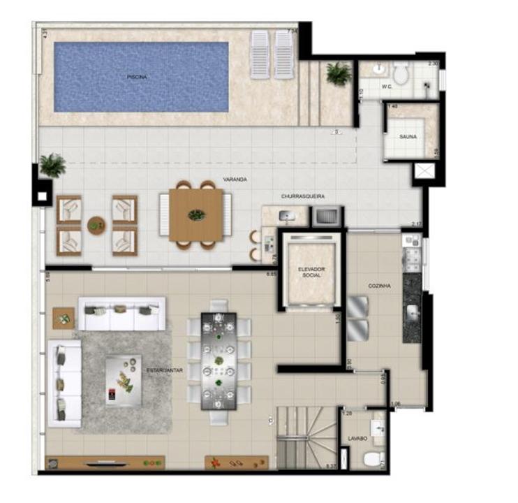 Planta duplex superior final 1 | Domani LifeStyle – Setor Marista - Goiânia - Goiás Planta duplex superior final 1 | Domani LifeStyle – Apartamento no Setor Marista - Goiânia - Goiás