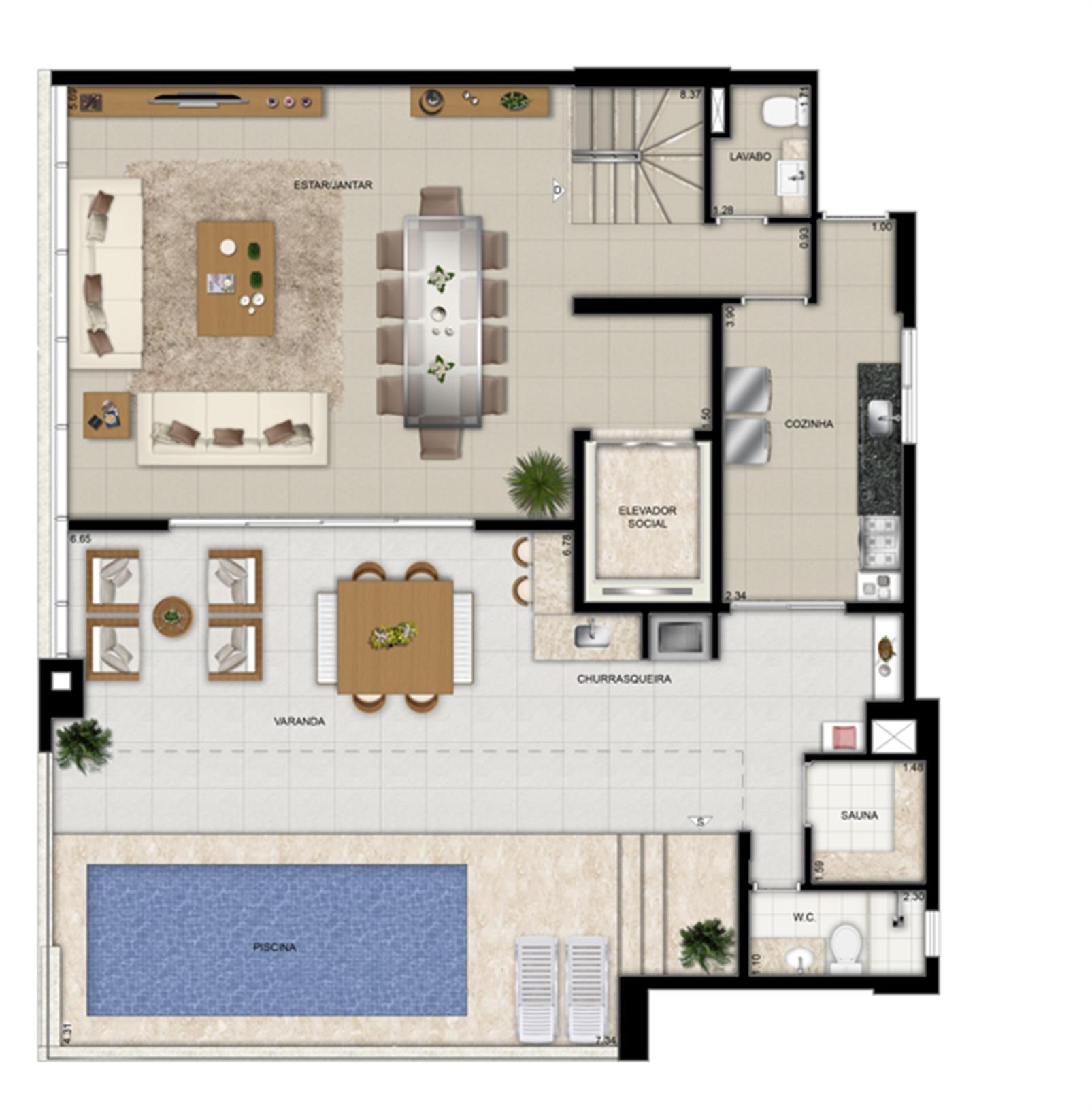 Planta duplex superior final 2 | Domani LifeStyle – Setor Marista - Goiânia - Goiás Planta duplex superior final 2 | Domani LifeStyle – Apartamento no Setor Marista - Goiânia - Goiás