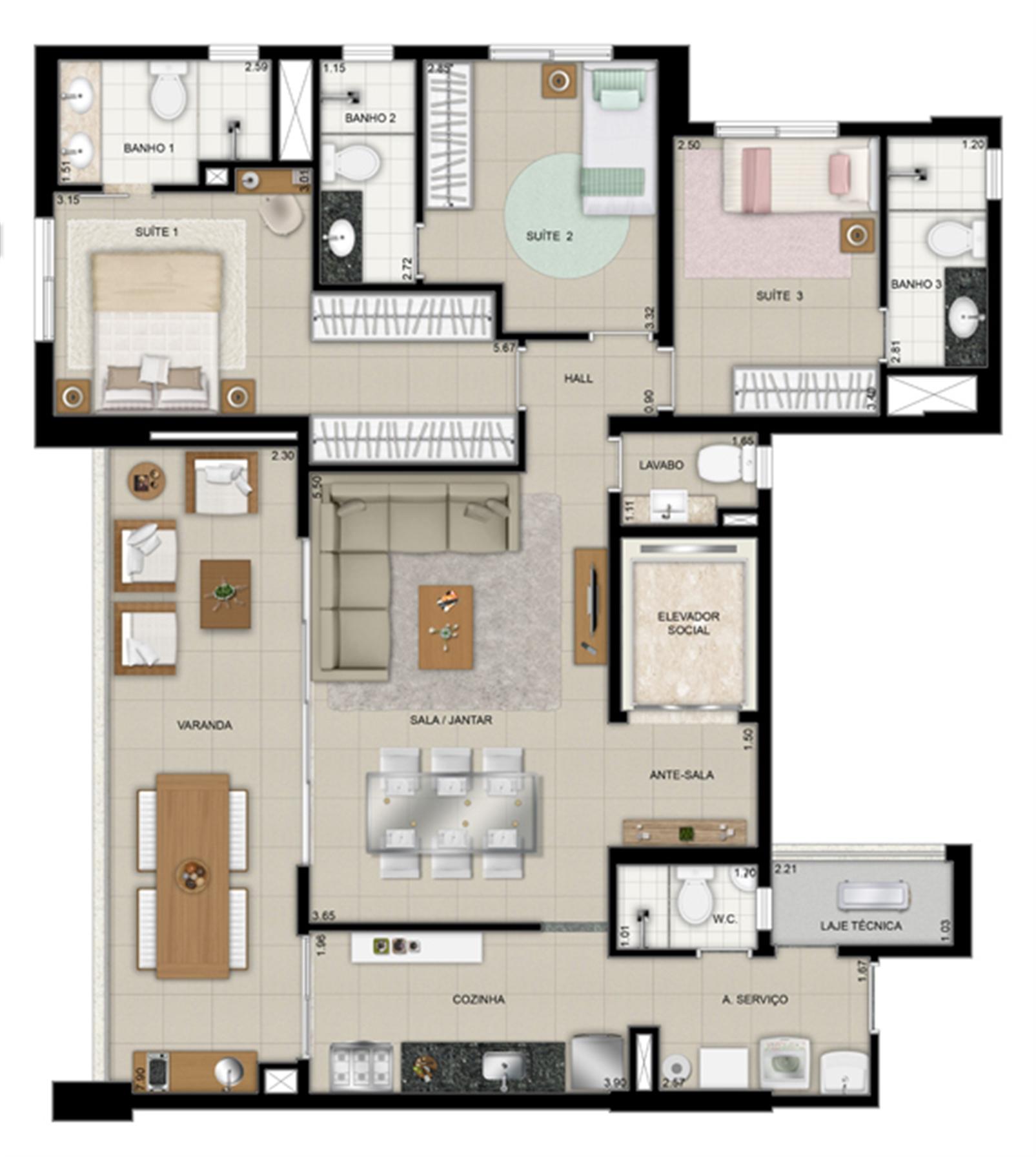 Planta tipo 9º ao 26º pavimento | Domani LifeStyle – Setor Marista - Goiânia - Goiás Planta tipo 9º ao 26º pavimento | Domani LifeStyle – Apartamento no Setor Marista - Goiânia - Goiás