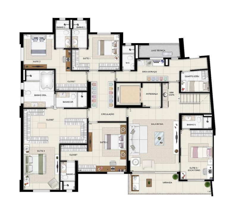 Duplex inferior torre Parc - 461m² | Domani LifeStyle – Setor Marista - Goiânia - Goiás Duplex inferior torre Parc - 461m² | Domani LifeStyle – Apartamento no Setor Marista - Goiânia - Goiás