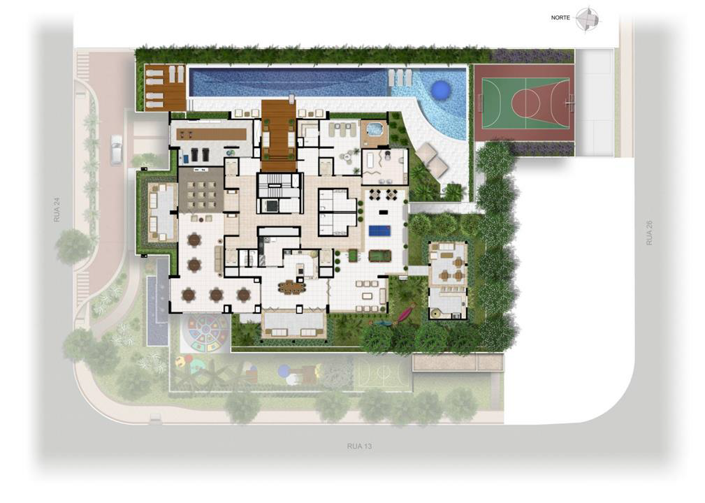 Perspectiva Ilustrada da Implantação Lazer | Domani LifeStyle – Setor Marista - Goiânia - Goiás Perspectiva Ilustrada da Implantação Lazer | Domani LifeStyle – Apartamento no Setor Marista - Goiânia - Goiás