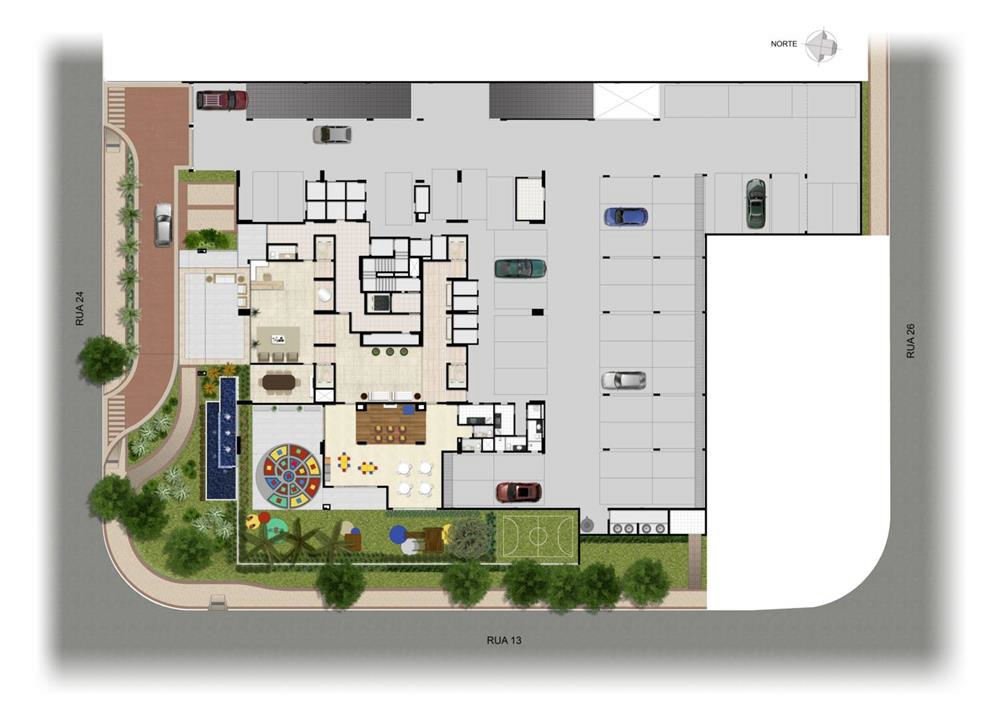Perspectiva Ilustrada da Implantação Térro | Domani LifeStyle – Setor Marista - Goiânia - Goiás Perspectiva Ilustrada da Implantação Térro | Domani LifeStyle – Apartamento no Setor Marista - Goiânia - Goiás
