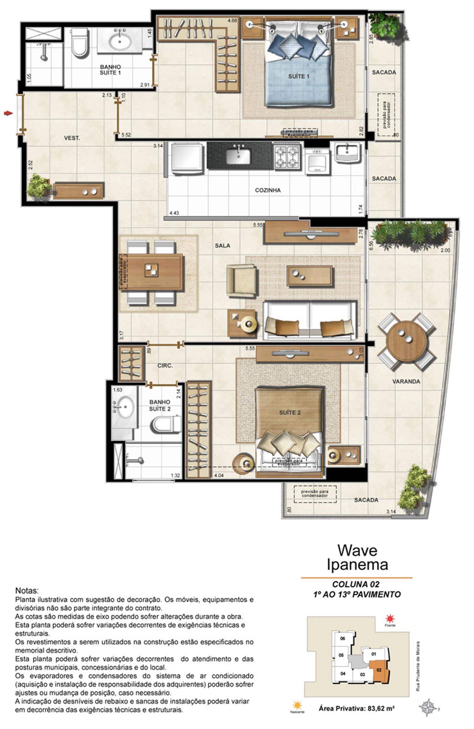 Apartamento Tipo Coluna 02 - 1º ao 13º Pavimento | Wave Ipanema – Ipanema - Rio de Janeiro - Rio de Janeiro Apartamento Tipo Coluna 02 - 1º ao 13º Pavimento | Wave Ipanema – Apartamento em Ipanema - Rio de Janeiro - Rio de Janeiro