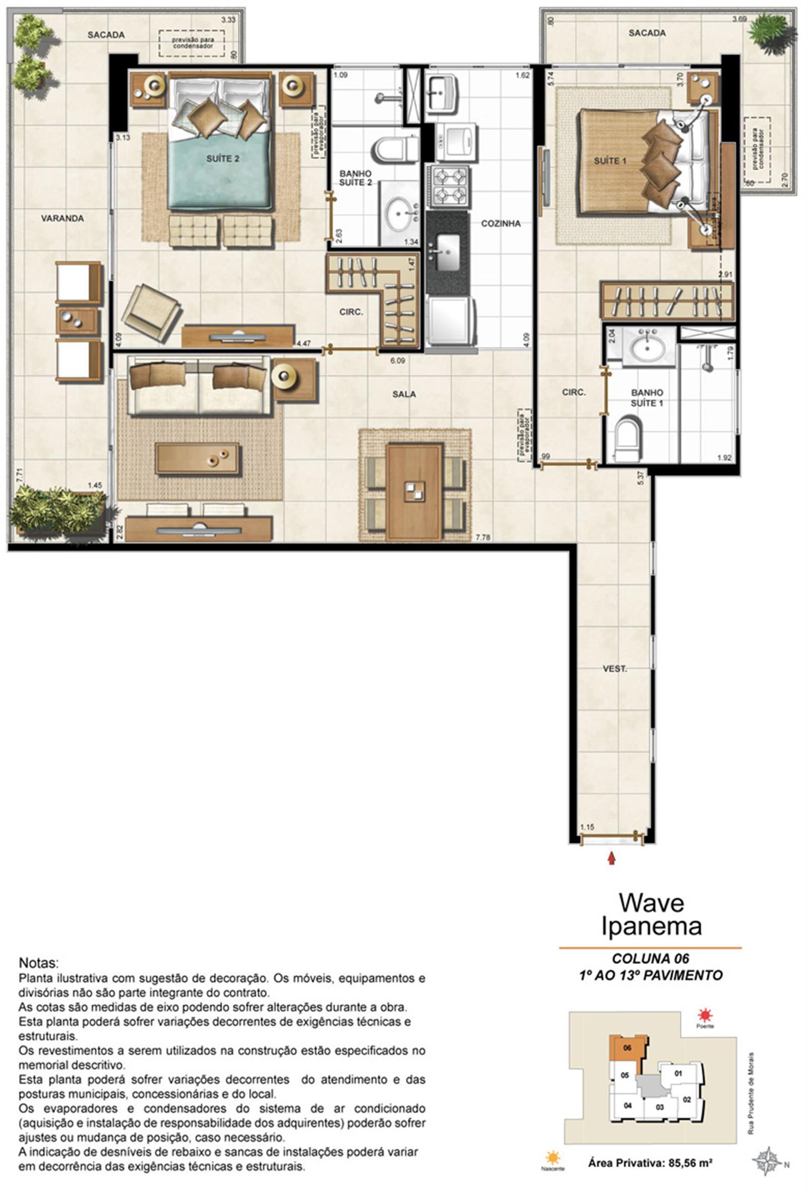 Apartamento Tipo Coluna 06 - 1º ao 13º Pavimento | Wave Ipanema – Ipanema - Rio de Janeiro - Rio de Janeiro Apartamento Tipo Coluna 06 - 1º ao 13º Pavimento | Wave Ipanema – Apartamento em Ipanema - Rio de Janeiro - Rio de Janeiro