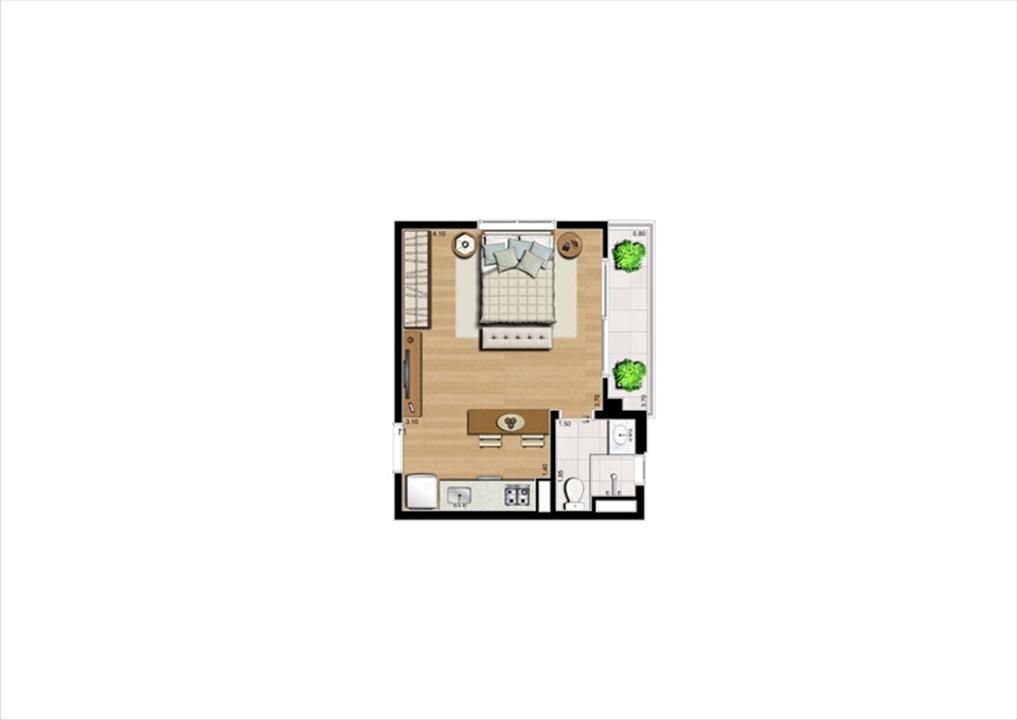 Planta studio inteligente de 31 m² | Home Boutique – Brooklin - São Paulo - São Paulo Planta studio inteligente de 31 m² | Home Boutique – Apartamento no Brooklin - São Paulo - São Paulo