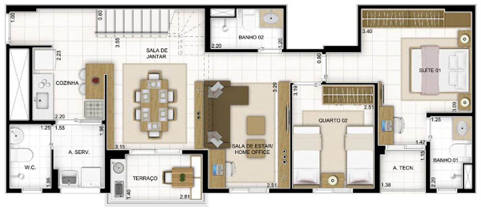 Duplex Andar Inferior 2 quartos Sala Ampliada 159 m² | Quartier Lagoa Nova – Lagoa Nova - Natal - Rio Grande do Norte Duplex Andar Inferior 2 quartos Sala Ampliada 159 m² | Quartier Lagoa Nova – Apartamento na Lagoa Nova - Natal - Rio Grande do Norte