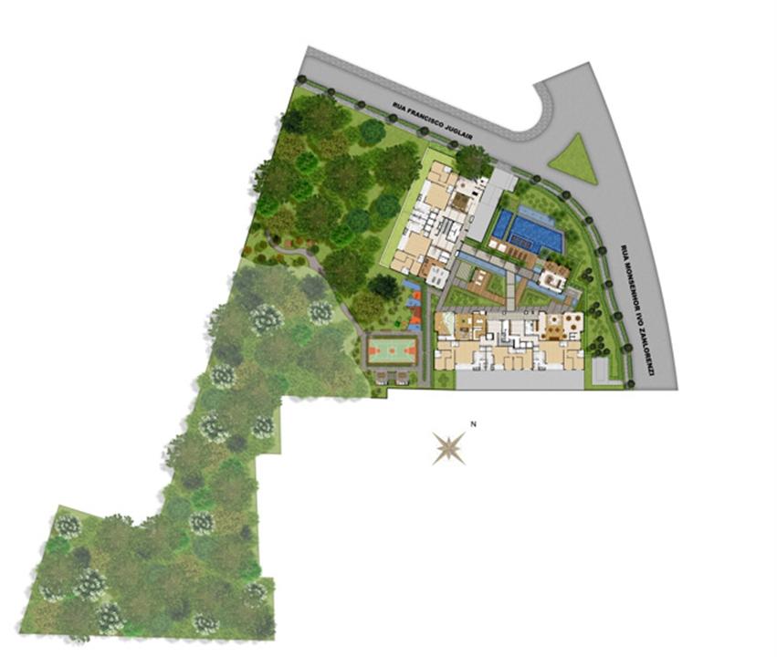 Perspectiva ilustrada da implantação | Reserva Juglair Ecoville – Ecoville - Curitiba - Paraná Perspectiva ilustrada da implantação | Reserva Juglair Ecoville – Apartamento no Ecoville - Curitiba - Paraná