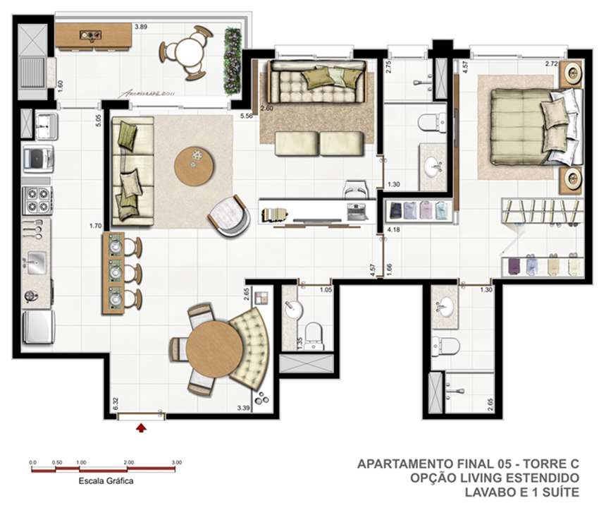 Torre C F01 Sugestão living estendido | Vitamare – Abraão - Florianópolis - Santa Catarina Torre C F01 Sugestão living estendido | Vitamare – Apartamento no Abraão - Florianópolis - Santa Catarina
