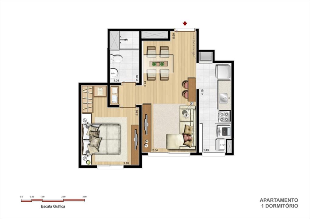 PLB - Tipo 1 dormitório | Supera Condomínio Clube – Cavalhada - Porto Alegre - Rio Grande do Sul PLB - Tipo 1 dormitório | Supera Condomínio Clube – Apartamento na Cavalhada - Porto Alegre - Rio Grande do Sul