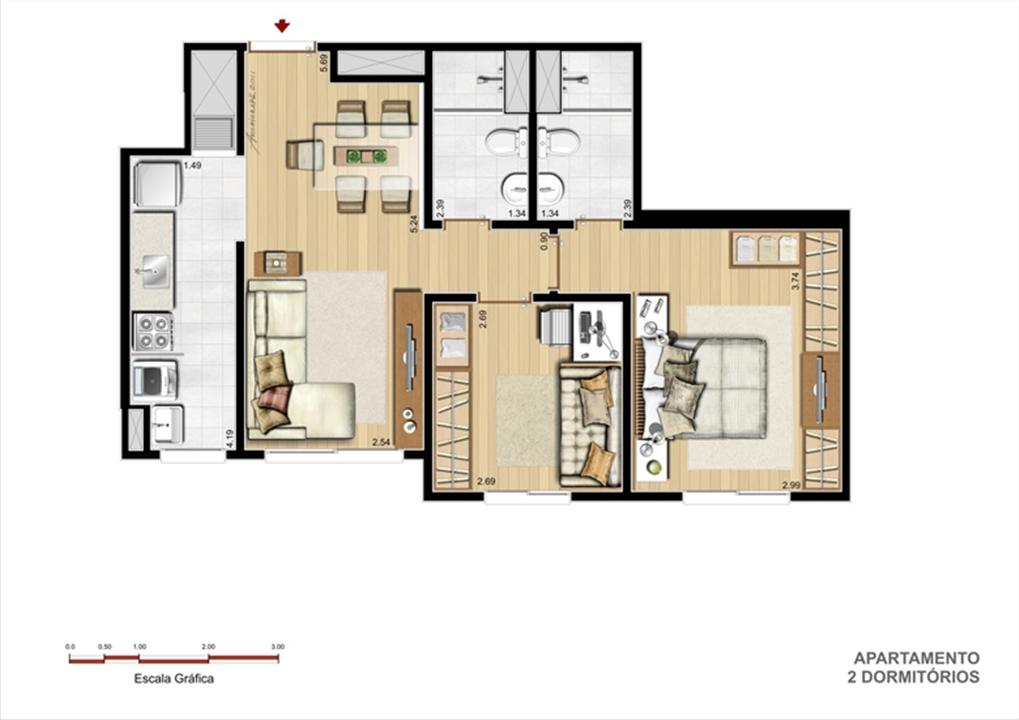 Tipo 2 dormitórios | Supera Condomínio Clube – Cavalhada - Porto Alegre - Rio Grande do Sul Tipo 2 dormitórios | Supera Condomínio Clube – Apartamento na Cavalhada - Porto Alegre - Rio Grande do Sul