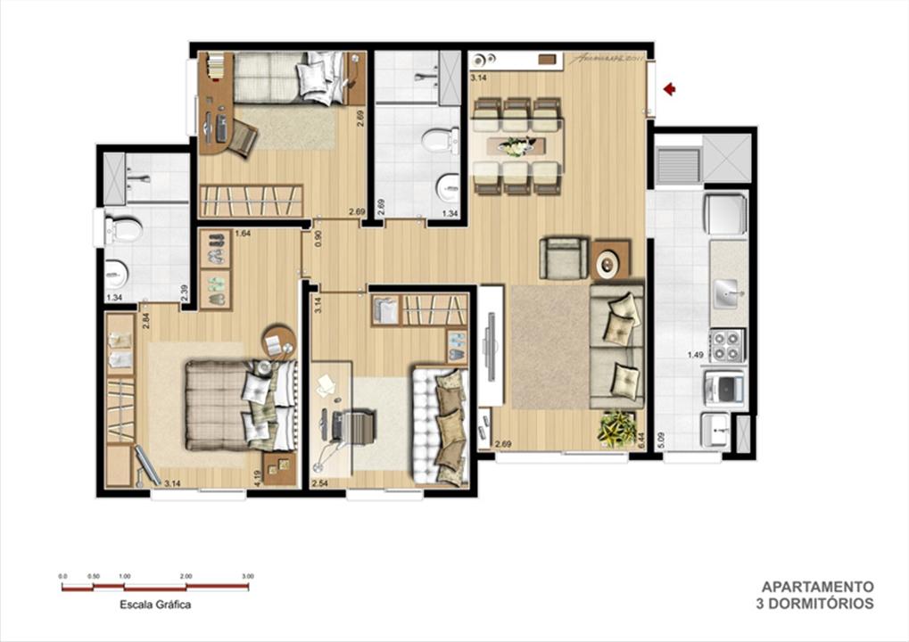 Torre A - Tipo 3 dormitórios | Supera Condomínio Clube – Cavalhada - Porto Alegre - Rio Grande do Sul Torre A - Tipo 3 dormitórios | Supera Condomínio Clube – Apartamento na Cavalhada - Porto Alegre - Rio Grande do Sul