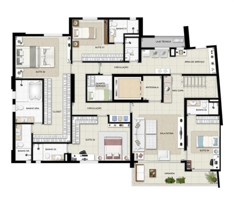 Planta duplex inferior - Torre Boulevard - Final 01 390 m² | Chateau Marista LifeStyle – Setor Marista - Goiânia - Goiás Planta duplex inferior - Torre Boulevard - Final 01 390 m² | Chateau Marista LifeStyle – Apartamento no Setor Marista - Goiânia - Goiás
