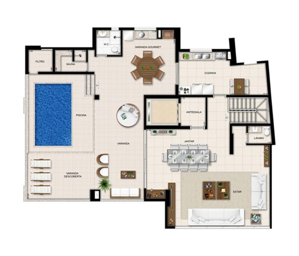 Planta duplex superior - Torre Boulevard- Final 01 390 m² | Chateau Marista LifeStyle – Setor Marista - Goiânia - Goiás Planta duplex superior - Torre Boulevard- Final 01 390 m² | Chateau Marista LifeStyle – Apartamento no Setor Marista - Goiânia - Goiás