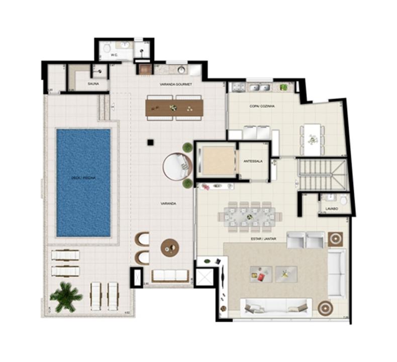 Planta duplex superior - Torre Parc - Final 01 461 m² | Chateau Marista LifeStyle – Setor Marista - Goiânia - Goiás Planta duplex superior - Torre Parc - Final 01 461 m² | Chateau Marista LifeStyle – Apartamento no Setor Marista - Goiânia - Goiás