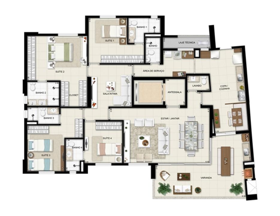 Planta opção - Torre Boulevard - Final 01 198 m² | Chateau Marista LifeStyle – Setor Marista - Goiânia - Goiás Planta opção - Torre Boulevard - Final 01 198 m² | Chateau Marista LifeStyle – Apartamento no Setor Marista - Goiânia - Goiás