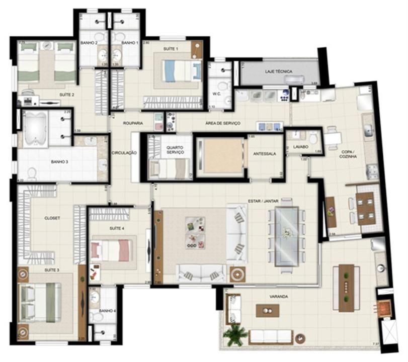 Planta opção - Torre Parc - Final 01 233 m² (3) | Chateau Marista LifeStyle – Setor Marista - Goiânia - Goiás Planta opção - Torre Parc - Final 01 233 m² (3) | Chateau Marista LifeStyle – Apartamento no Setor Marista - Goiânia - Goiás