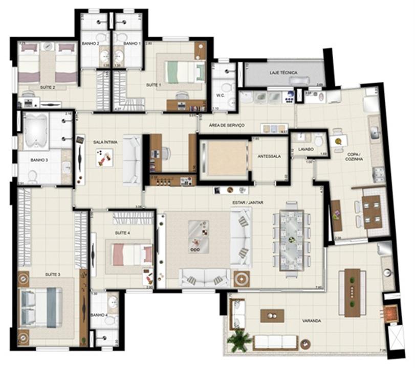 Planta opção - TorreParc - Final 01 233 m² | Chateau Marista LifeStyle – Setor Marista - Goiânia - Goiás Planta opção - TorreParc - Final 01 233 m² | Chateau Marista LifeStyle – Apartamento no Setor Marista - Goiânia - Goiás