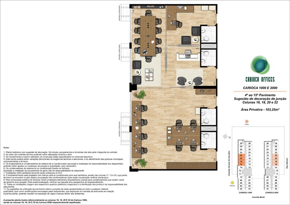 Sugestão de decoração de Junção - Carioca 1000 e 2000 - colunas 16,18, 20 e 22 - 4º ao 15º Pavimento | Carioca Offices – Vila da Penha - Rio de Janeiro - Rio de Janeiro Sugestão de decoração de Junção - Carioca 1000 e 2000 - colunas 16,18, 20 e 22 - 4º ao 15º Pavimento | Carioca Offices – Salas Comerciais na Vila da Penha - Rio de Janeiro - Rio de Janeiro