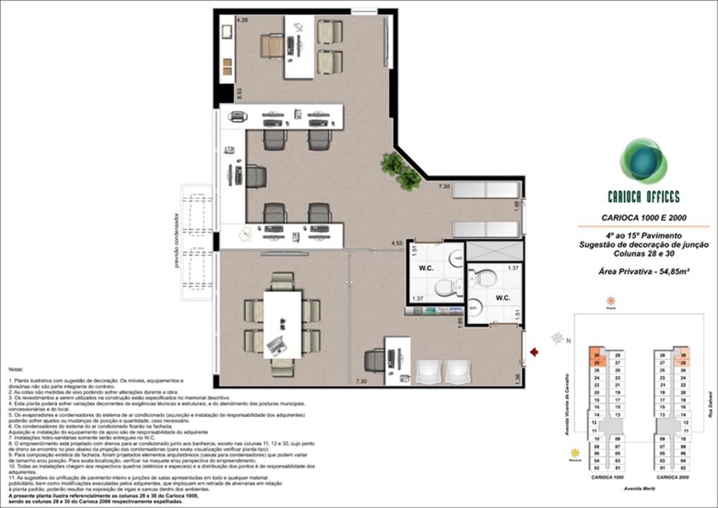 Sugestão de decoração de Junção - Carioca 1000 e 2000 - colunas 28 e 30 - 4º ao 15º Pavimento | Carioca Offices – Vila da Penha - Rio de Janeiro - Rio de Janeiro Sugestão de decoração de Junção - Carioca 1000 e 2000 - colunas 28 e 30 - 4º ao 15º Pavimento | Carioca Offices – Salas Comerciais na Vila da Penha - Rio de Janeiro - Rio de Janeiro
