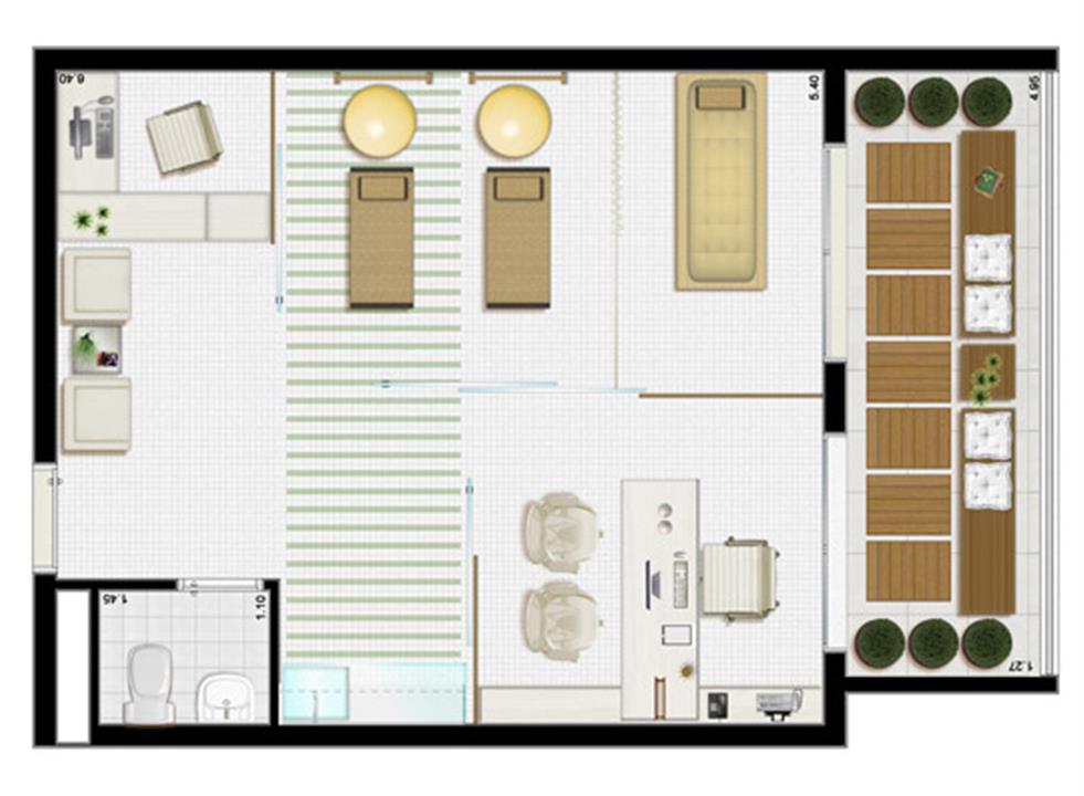 Planta tipo 45 m² (consultório de fisioterapia) | Villa Lobos Office Park – Alto de Pinheiros - São Paulo - São Paulo Planta tipo 45 m² (consultório de fisioterapia) | Villa Lobos Office Park – Apartamento no Alto de Pinheiros - São Paulo - São Paulo