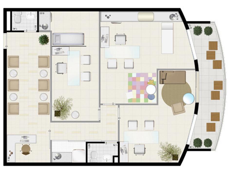 Planta tipo 110 m² (clínica médica) | Villa Lobos Office Park – Alto de Pinheiros - São Paulo - São Paulo Planta tipo 110 m² (clínica médica) | Villa Lobos Office Park – Apartamento no Alto de Pinheiros - São Paulo - São Paulo