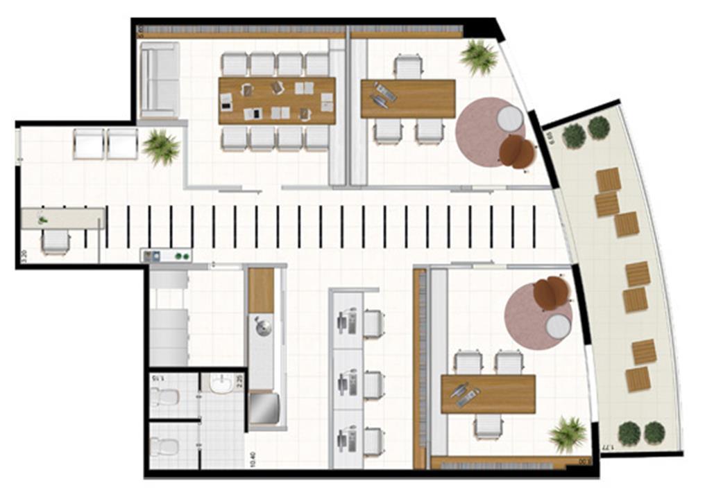 Planta tipo 130 m² (escritório de advocacia) | Villa Lobos Office Park – Alto de Pinheiros - São Paulo - São Paulo Planta tipo 130 m² (escritório de advocacia) | Villa Lobos Office Park – Apartamento no Alto de Pinheiros - São Paulo - São Paulo
