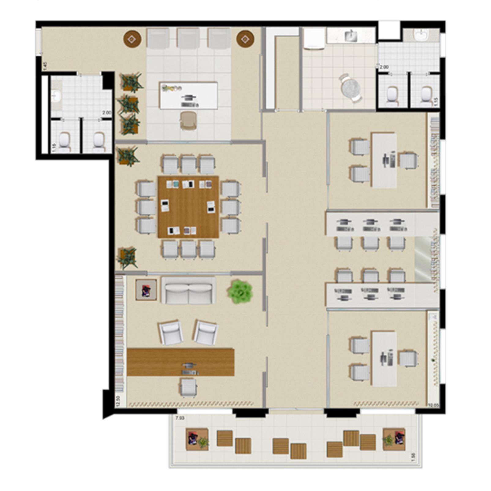 Planta tipo 165 m² (escritório de consultoria) | Villa Lobos Office Park – Alto de Pinheiros - São Paulo - São Paulo Planta tipo 165 m² (escritório de consultoria) | Villa Lobos Office Park – Apartamento no Alto de Pinheiros - São Paulo - São Paulo