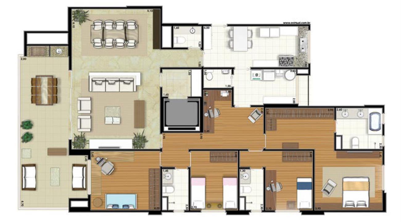 Planta-tipo - 4 dormitórios (2 suítes) - 207m² privativos (Néroli one floor) | Essência Alphaville – Alphaville - Barueri - São Paulo Planta-tipo - 4 dormitórios (2 suítes) - 207m² privativos (Néroli one floor) | Essência Alphaville – Apartamento em Alphaville - Barueri - São Paulo