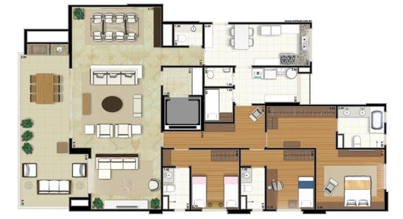 Planta-opção - 3 suítes - Sala Ampliada - 207m² privativos (Néroli one floor) | Essência Alphaville – Alphaville - Barueri - São Paulo Planta-opção - 3 suítes - Sala Ampliada - 207m² privativos (Néroli one floor) | Essência Alphaville – Apartamento em Alphaville - Barueri - São Paulo