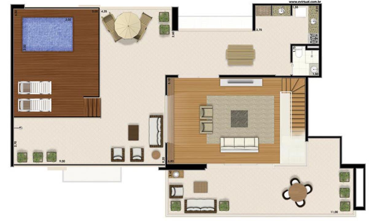 Planta-tipo - 4 dormitórios (2 suítes) - 408m² privativos - Piso Superior (Néroli Varanda Double Floor) | Essência Alphaville – Alphaville - Barueri - São Paulo Planta-tipo - 4 dormitórios (2 suítes) - 408m² privativos - Piso Superior (Néroli Varanda Double Floor) | Essência Alphaville – Apartamento em Alphaville - Barueri - São Paulo