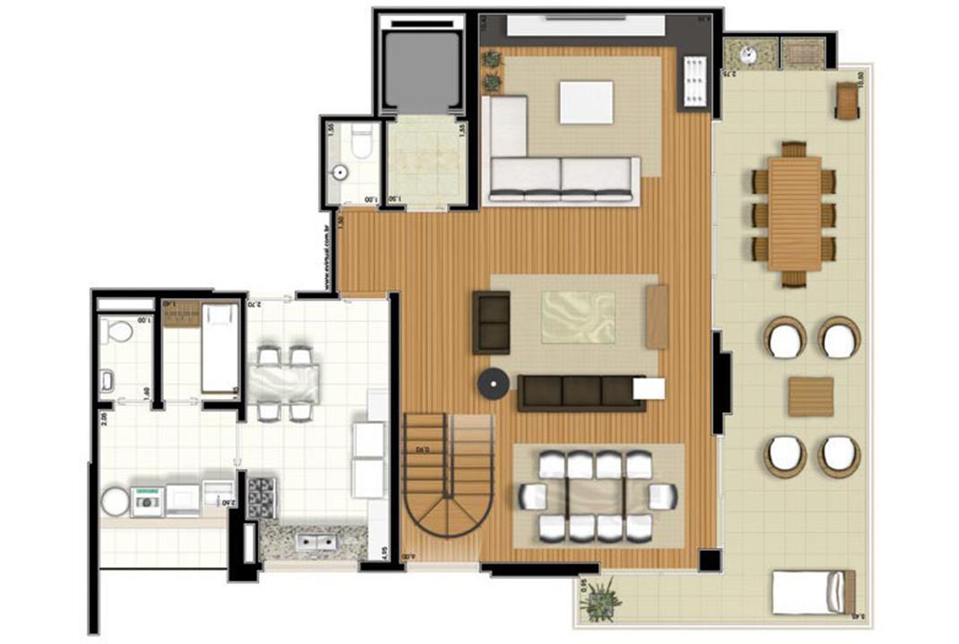 Planta-tipo - 3 suítes - 220m² privativos - Piso Inferior (Verbera Double Floor) | Essência Alphaville – Alphaville - Barueri - São Paulo Planta-tipo - 3 suítes - 220m² privativos - Piso Inferior (Verbera Double Floor) | Essência Alphaville – Apartamento em Alphaville - Barueri - São Paulo