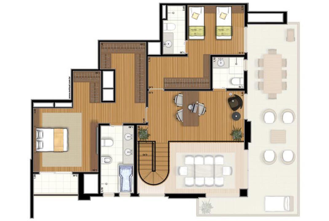Planta-tipo - 3 suítes - 300m² privativos - Piso Intermediário (Verbera Triple Floor) | Essência Alphaville – Alphaville - Barueri - São Paulo Planta-tipo - 3 suítes - 300m² privativos - Piso Intermediário (Verbera Triple Floor) | Essência Alphaville – Apartamento em Alphaville - Barueri - São Paulo