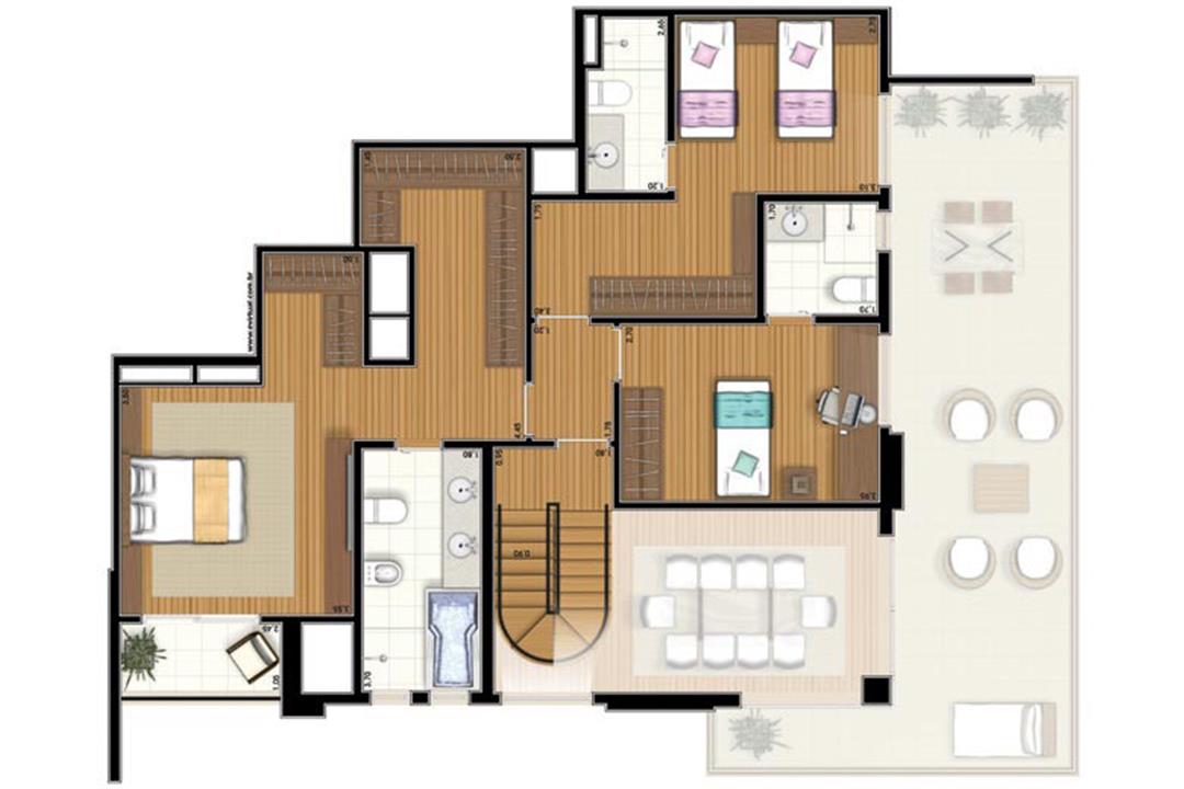 Planta-tipo - 3 suítes - 300m² privativos - Piso Intermediário (Verbera Triple Floor) | Essência Alphaville – Alphaville - Barueri - São Paulo Planta-tipo - 3 suítes - 300m² privativos - Piso Intermediário (Verbera Triple Floor) | Essência Alphaville – Apartamento em Alphaville - Barueri - São Paulo
